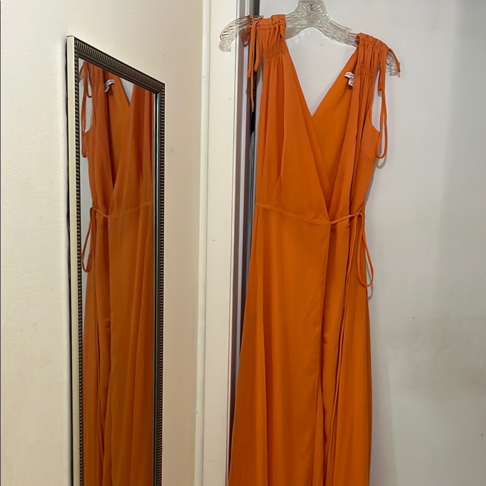 New York & Company Orange Maxi Sundress